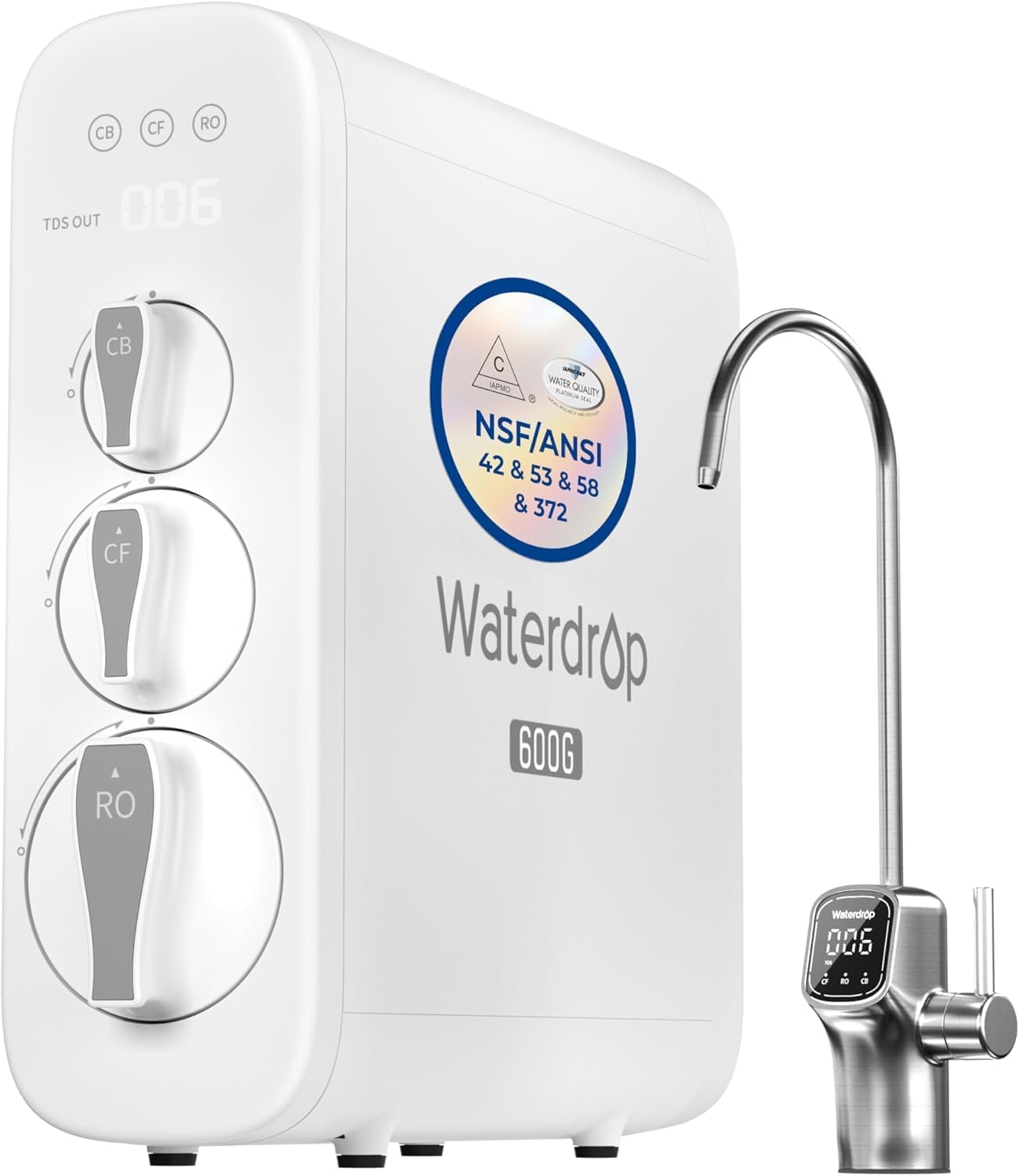 Waterdrop tankless reverse osmosis water filtration system
